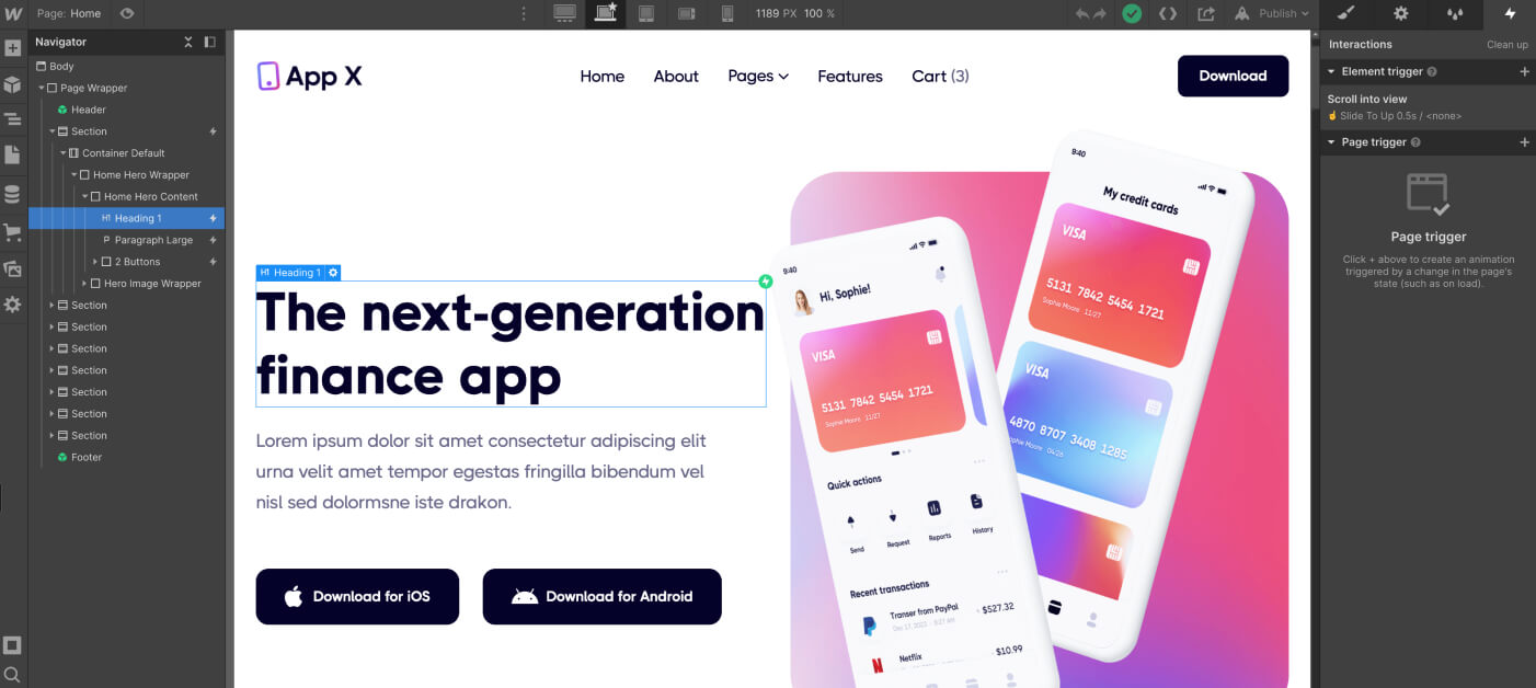 Animations - App X Webflow Template